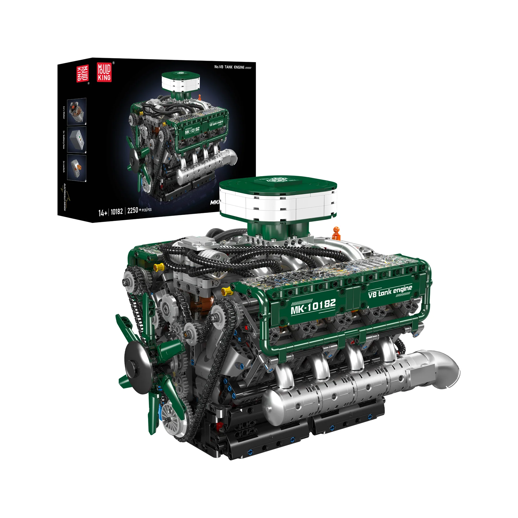 Mould King 10182 Motorisierter V8-Panzermotor Bausatz | 2,250 Teile