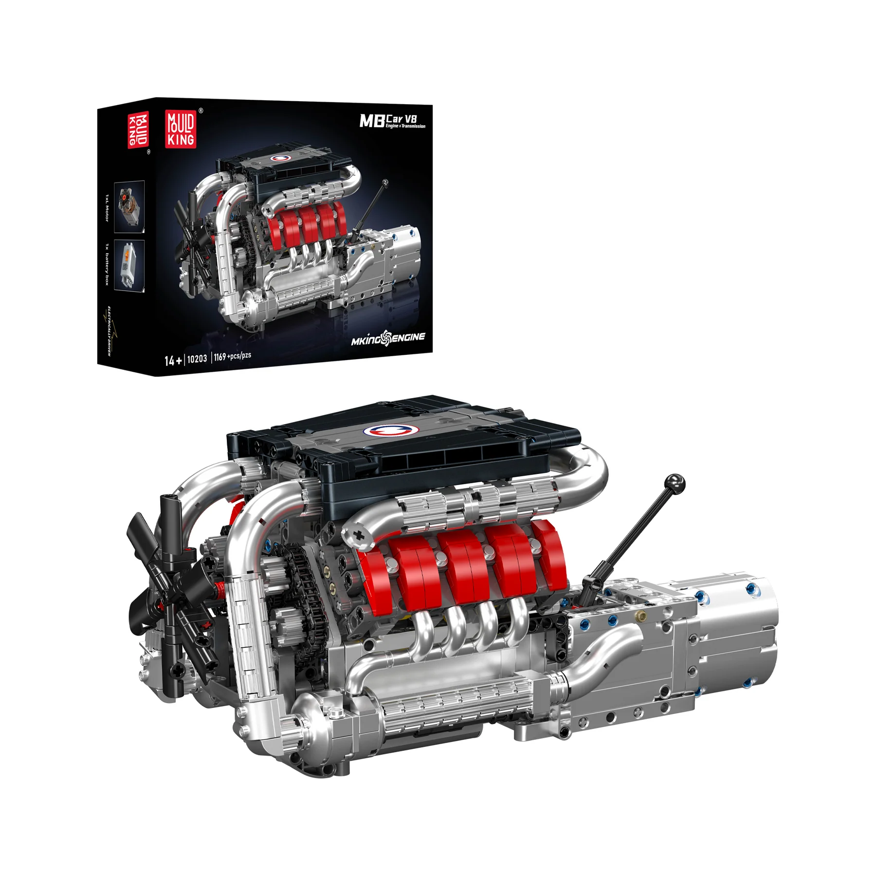 Mould King 10203 M Power V8 Motor & Getriebe Bausatz | 1,169 Teile