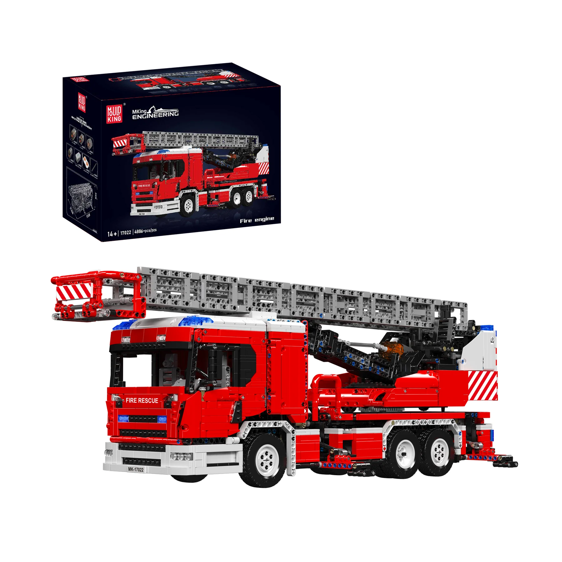 Mould King 17022 Ferngesteuertes Feuerwehrauto-Bauset | 4,886 Teile