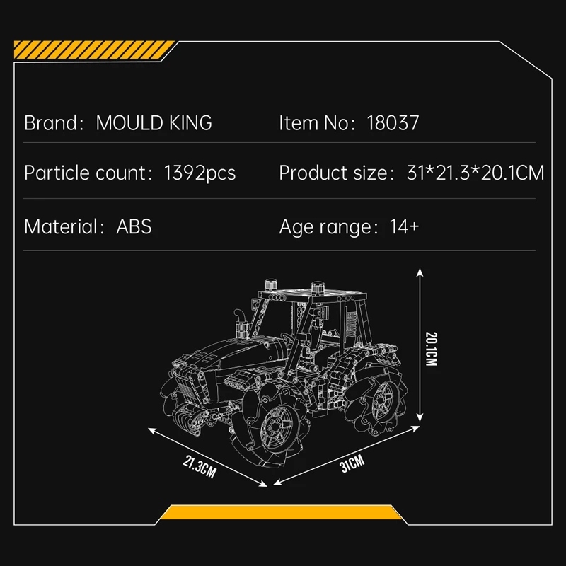 Mould King 18037 Mecanum Drive Ferngesteuerter Traktor Bausatz | 1,392 Teile – Bild 6