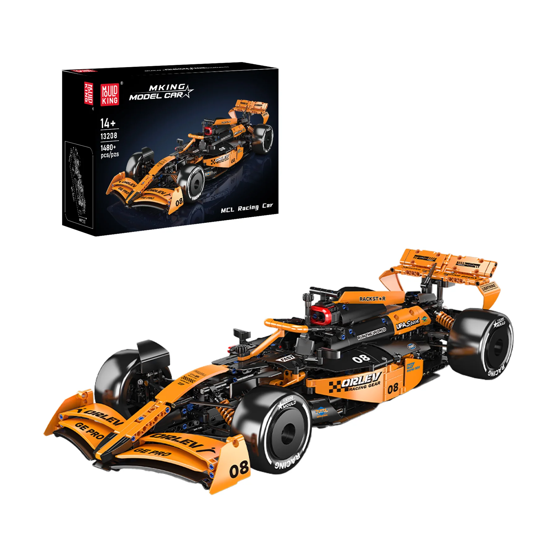 Mould King 13208 MCL Rennwagen-Modellbausatz im Maßstab 1:8 | 1,480 Teile