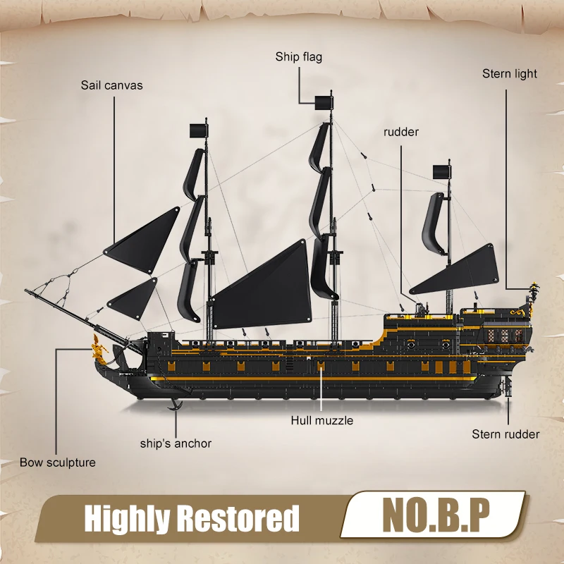 Mould King 13186 Black Pearl Piratenschiff Bausatz - 5526-teiliges – Bild 5