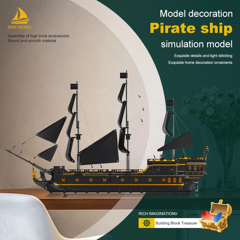 Mould King 13186 Black Pearl Piratenschiff Bausatz - 5526-teiliges – Bild 6